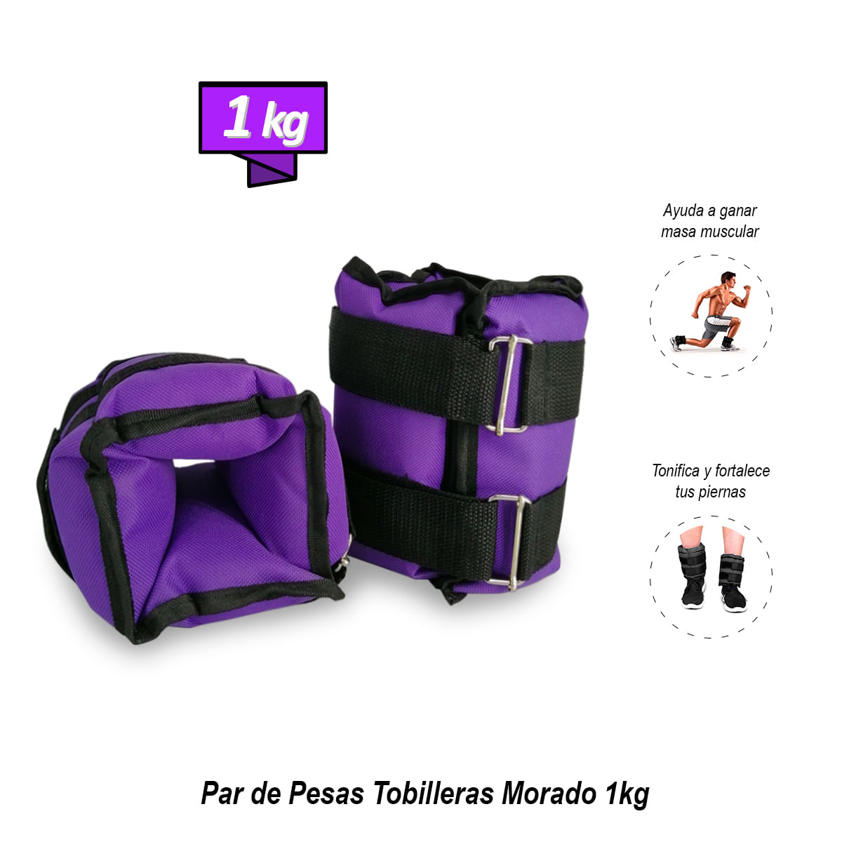 Par de Pesas Tobilleras Morado 1kg