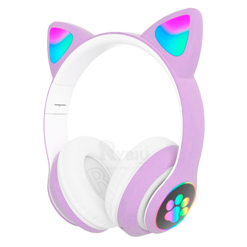 Audífonos de Gatito con Luces Led Morado - Promart