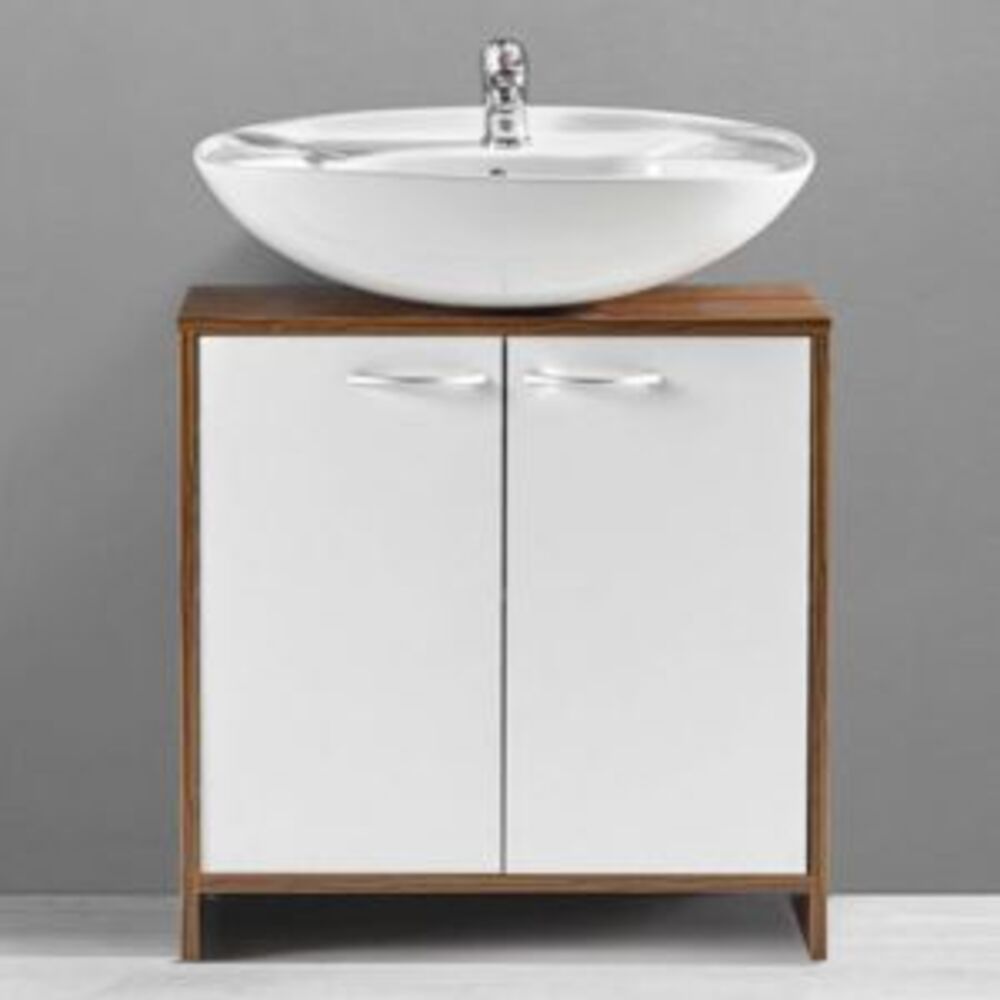 Mueble de baño Moderno Marrón con Blanco 2 puertas