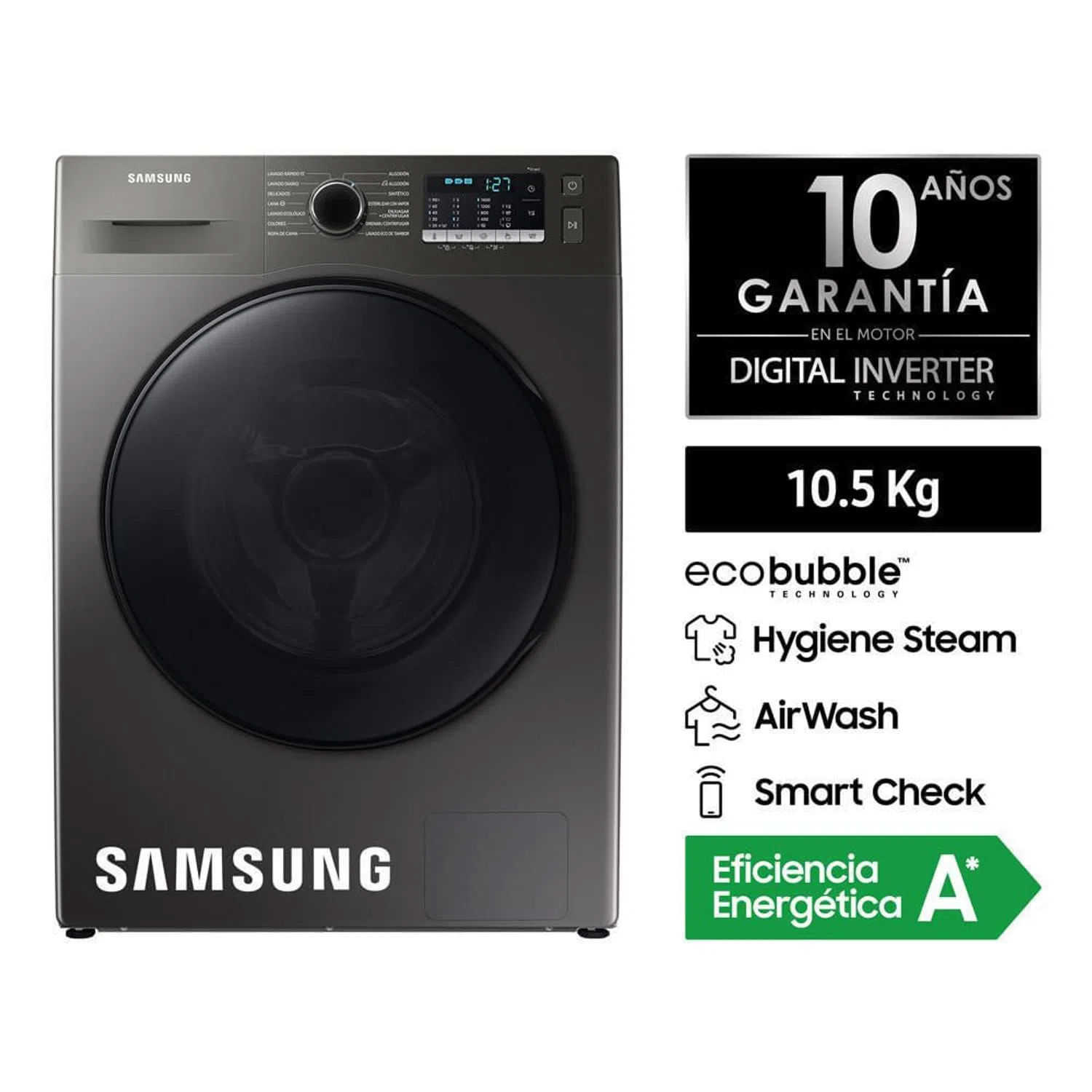 Lavadora Samsung Eco Bubble™ 10.5 Kg - WW10TA046BX