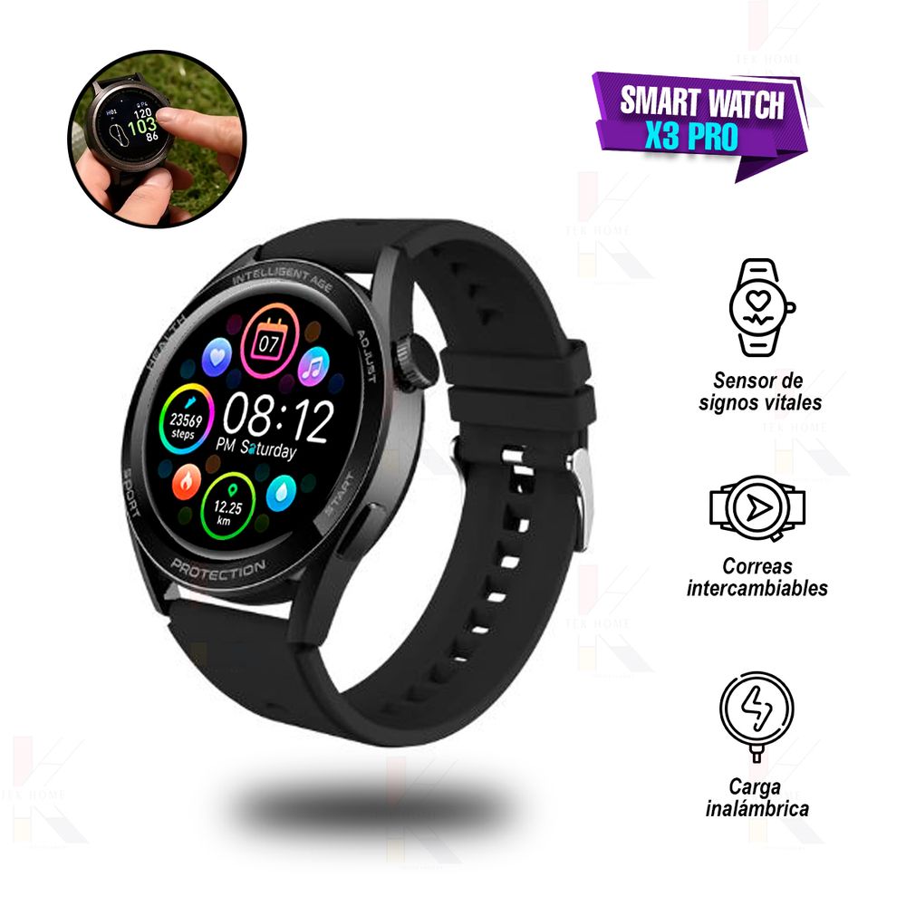 Reloj SmartWatch X3 Pro Negro de 1.39¨con Bluetooth y doble correa ...