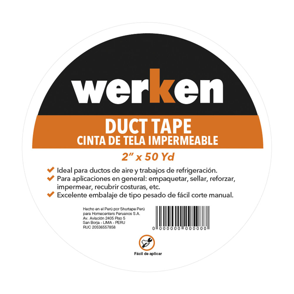 Cinta Duct Tape Werken 2" x 50 Yds