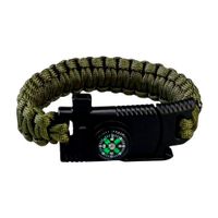 Pulsera Táctica Paracord Camping y Supervivencia Con Navaja verde