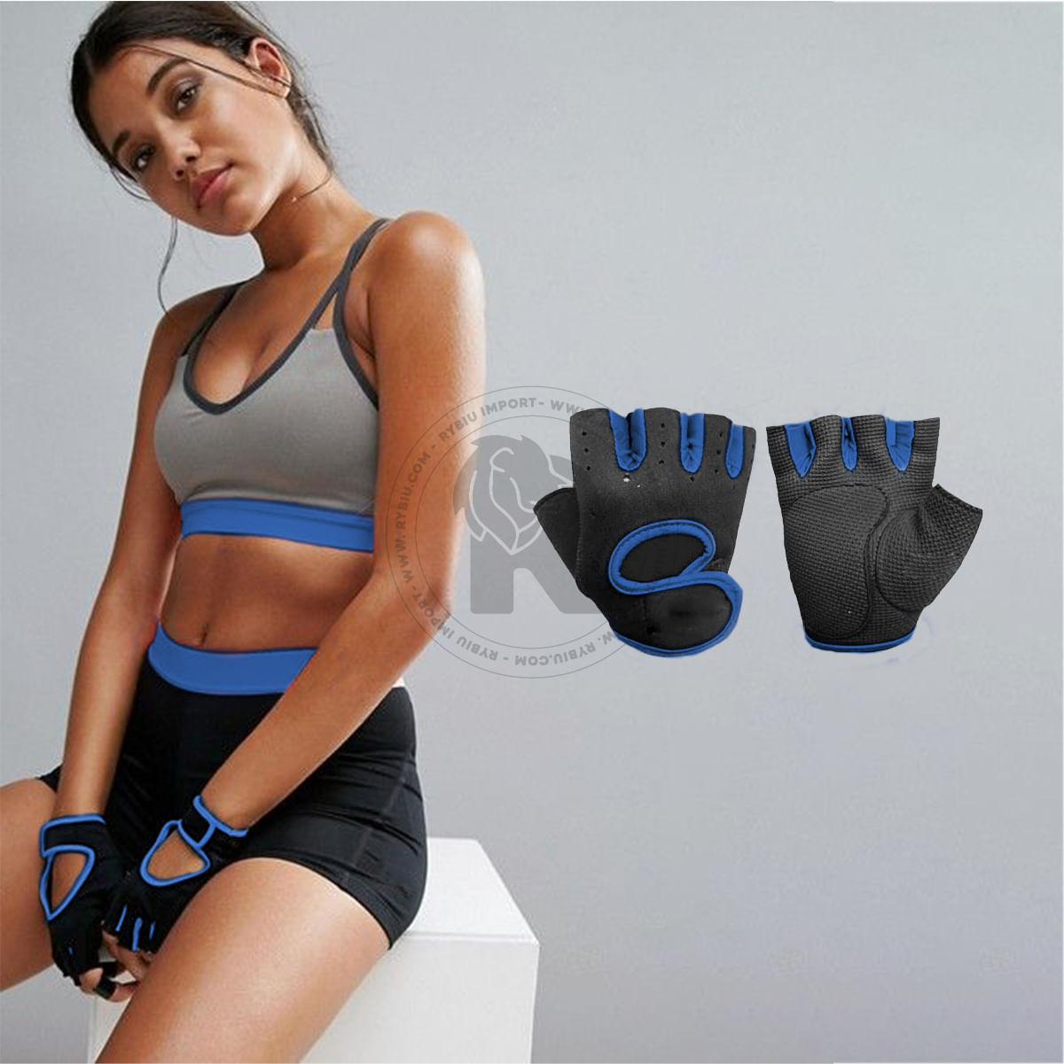 Guantes Para pesas De Neopreno Azul Talla M