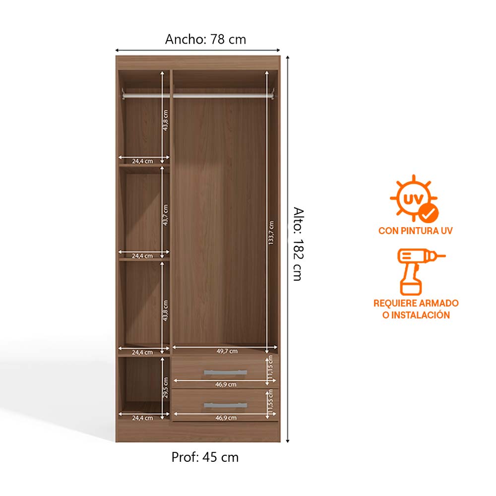 Ropero Cali 3 Puertas 2 Cajones Nature - Promart