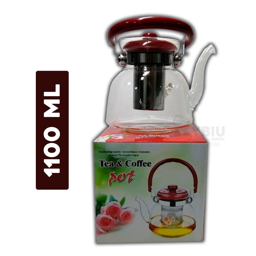 Tetera de Vidrio para Infusiones con Filtro 1100 ml