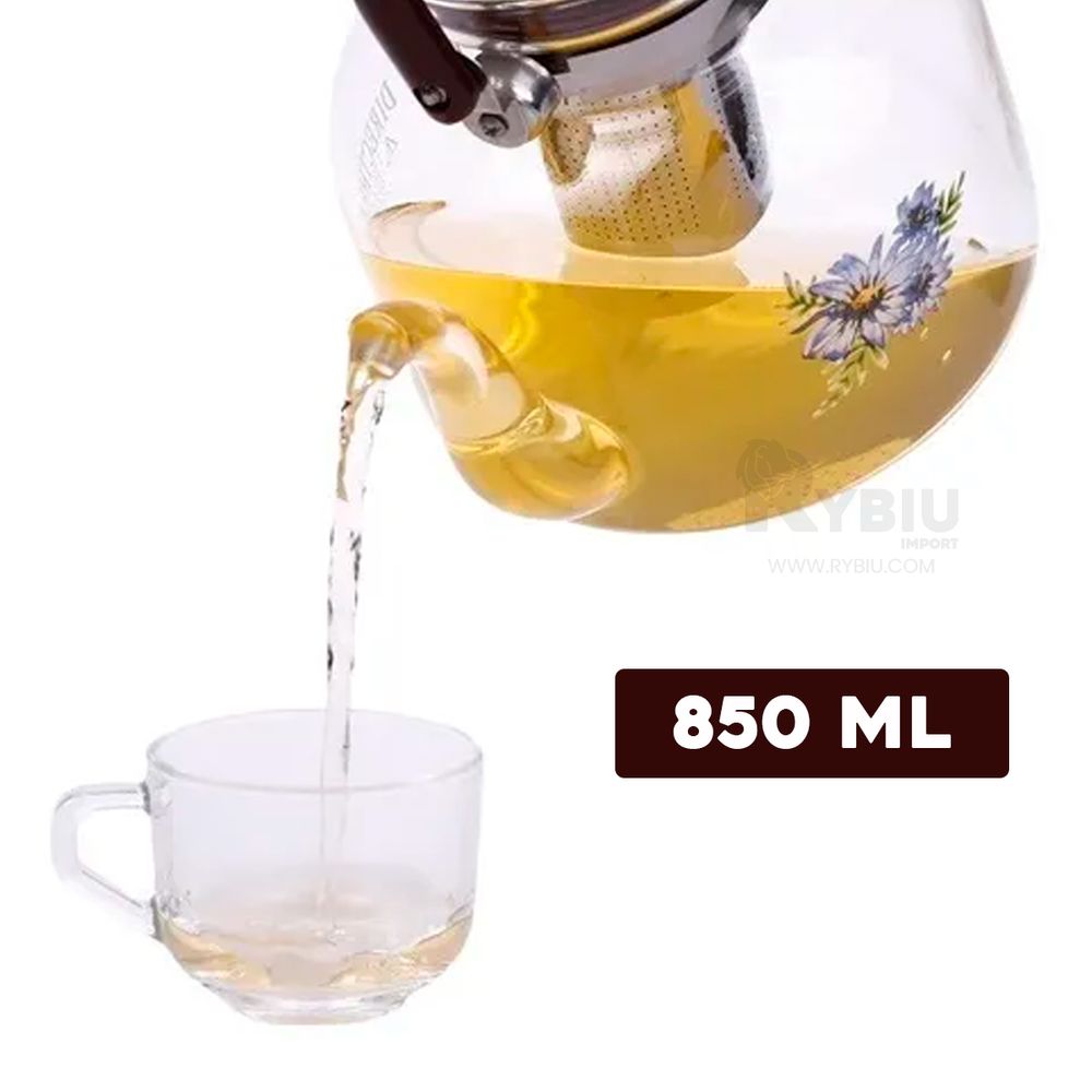 Tetera de Vidrio 850ml para Infusiones con Filtro - Promart