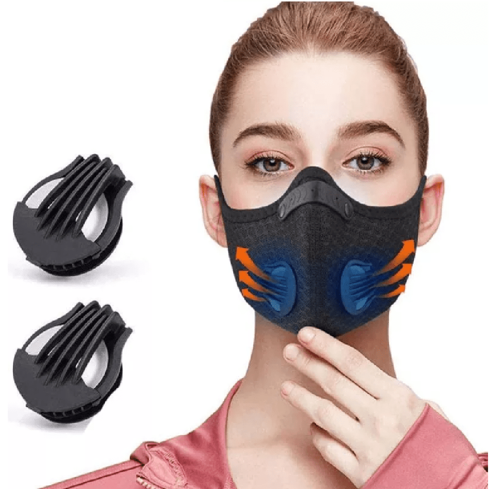 Mascarilla Deportiva KN95 con Filtro de Carbón PM2.5 y 2 Válvulas Negro