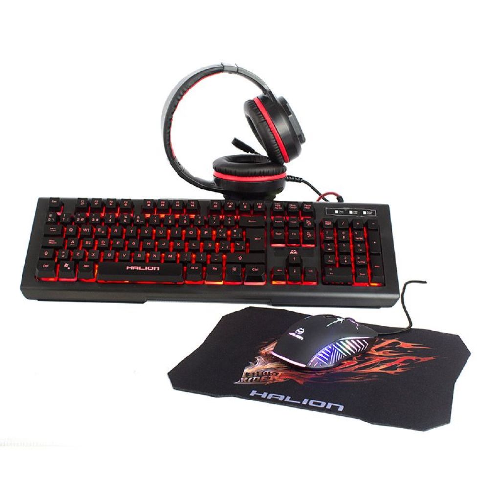 Combo Gamer Halion Pantro Ha-880c Audifono, teclado, mouse y mouse pad