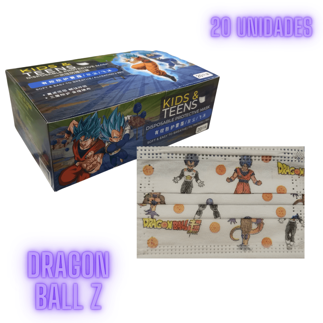 Mascarilla Quirurgica Niños Dragon Ball Z / Disney / Caja x 20 unidades