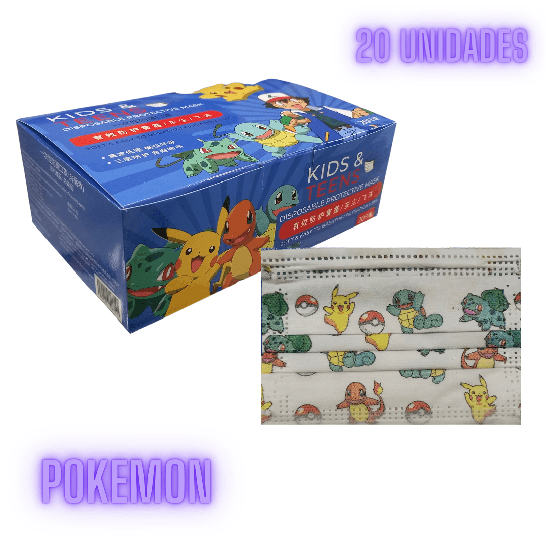 Mascarilla Quirurgica Niños Pokemon / Disney / Caja x 20 unidades