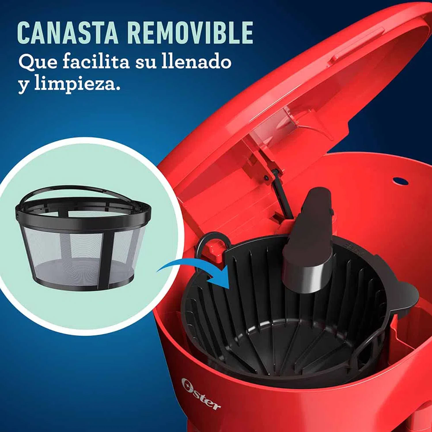 Cafetera para 12 Tazas Oster BVSTDCS12R con Filtro Permanente