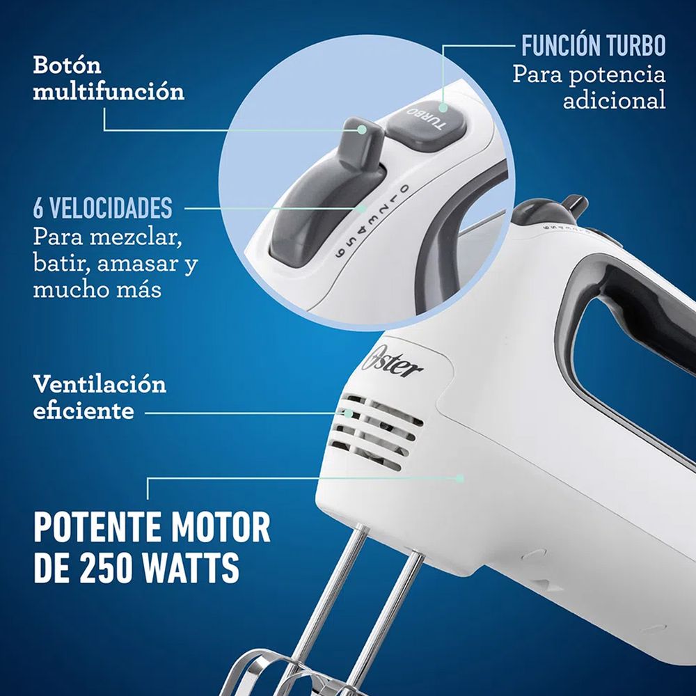 Batidora De Mano Oster Con Función Turbo FPSTHM3532-Blanco - Promart