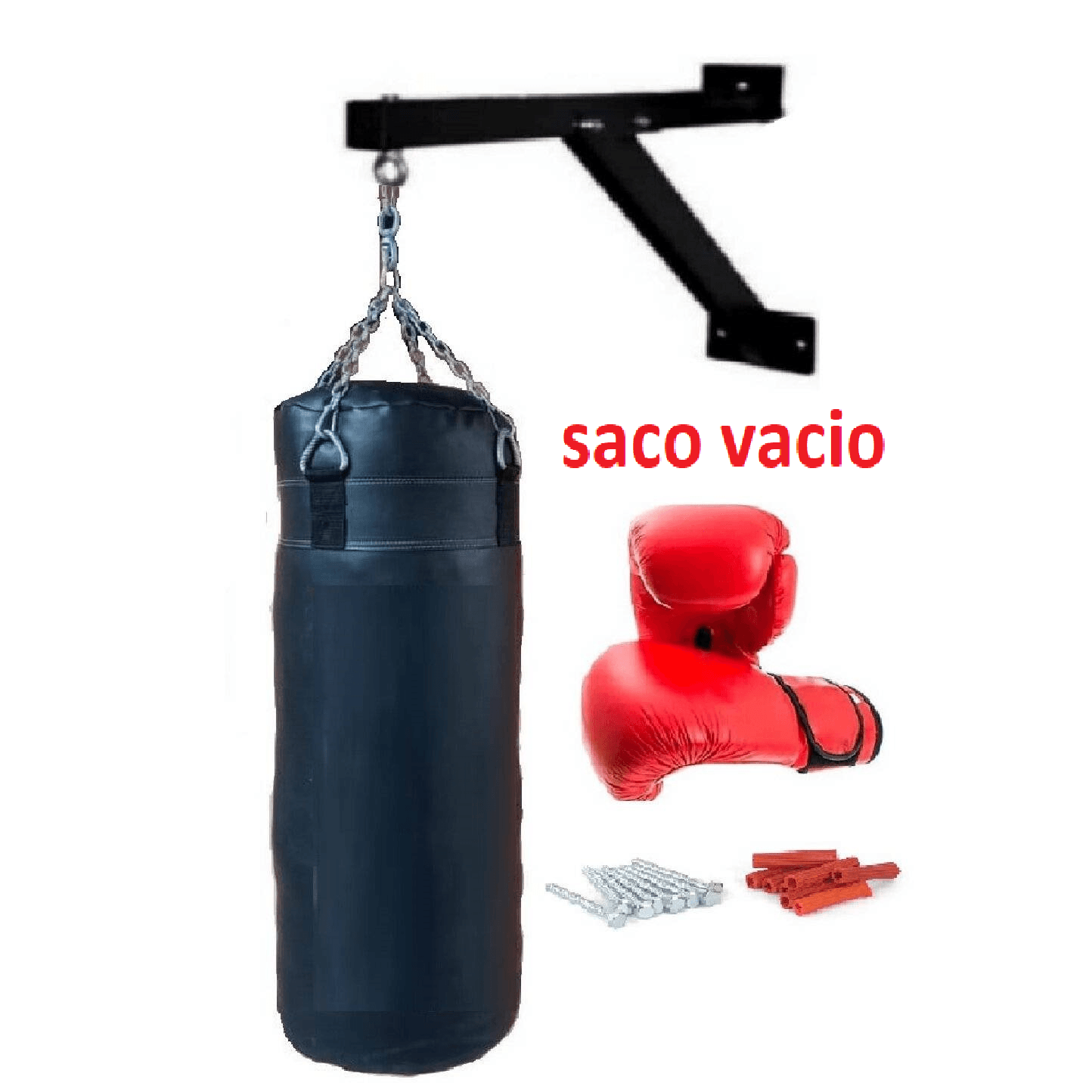 Saco de Boxeo Vacio de 150 cm. con Rack , Cadena y Guantes de Boxeo