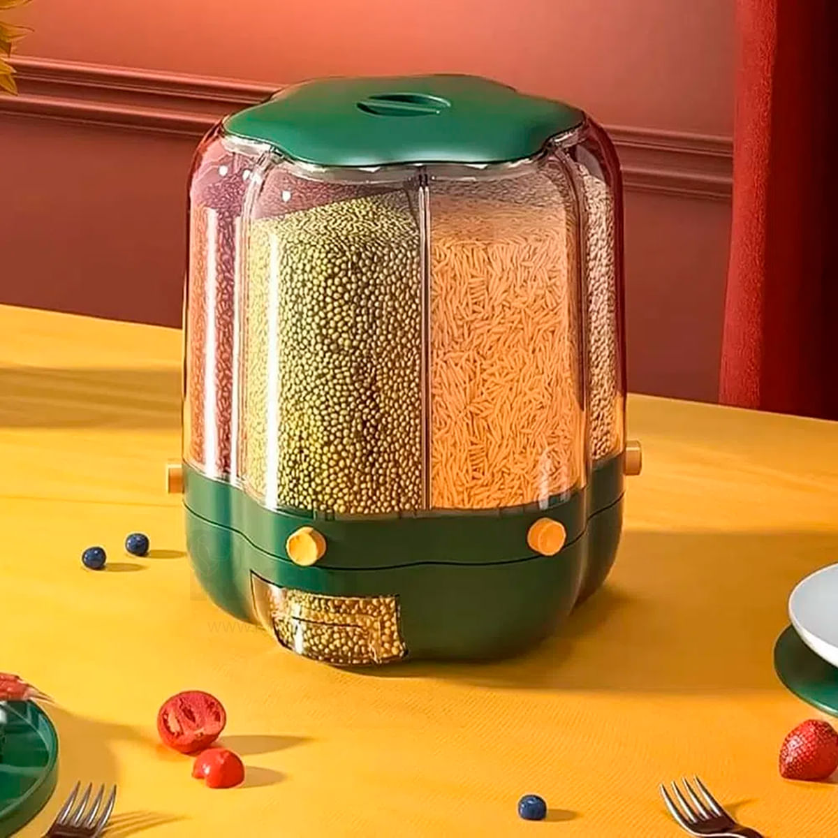 Dispensador de Cereales 360° 9KG Verde RYBIU IMPORT