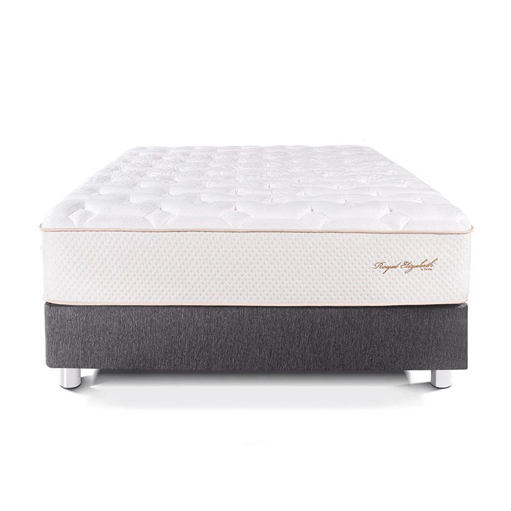 Cama Box Tarima PARAISO Royal Elizabeth Gris 2 Plz +2 Almohadas Viscoelásticas + Protector