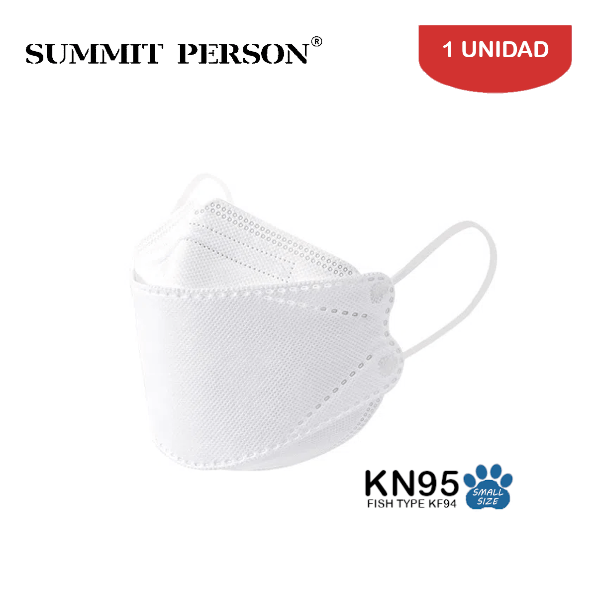 Mascarilla KN95 Summit Person Fish Type NIÑOS·NIÑAS Blanco 1 Unidad