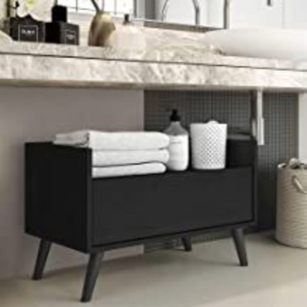 Mueble Organizador de Baño Vintage  New York Negro