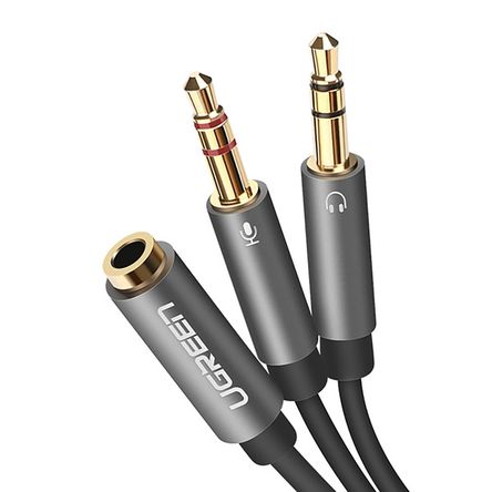 Cable auxiliar estéreo delgado prémium marca Ugreen con splitter de audio y  conectores de metal chapados en oro con entrada macho de 0.13 pulgadas y