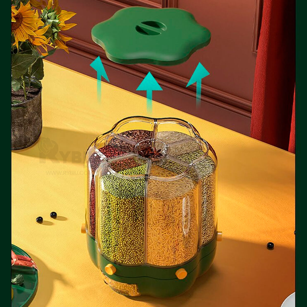 Dispensador Cereales Giratorio 9KG Verde