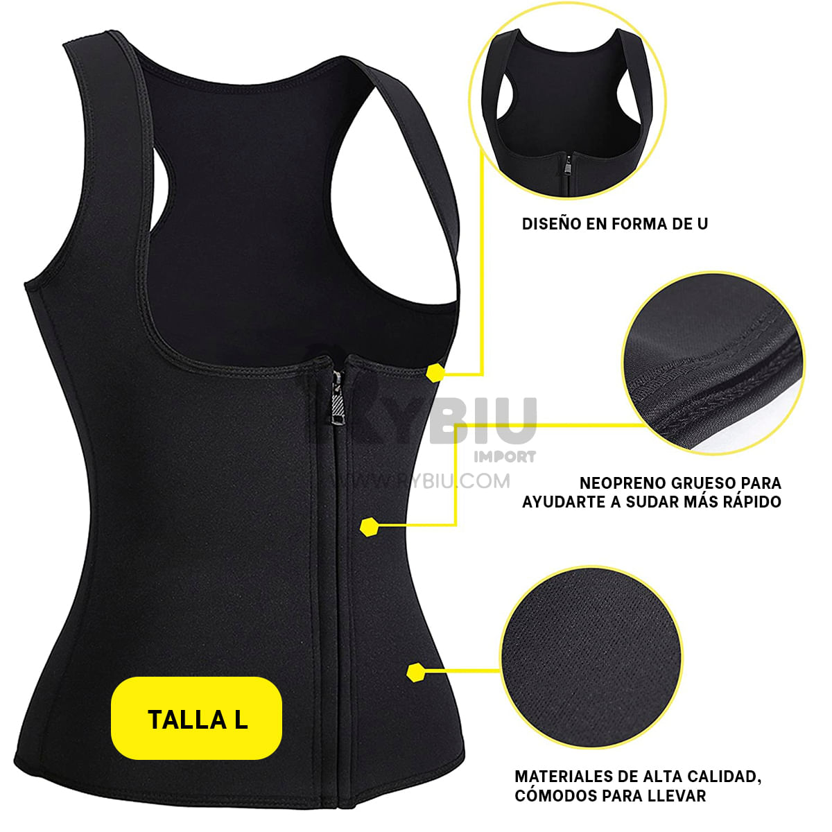 Chaleco Talla L Reductor Térmico para Dama Neopreno Sauna