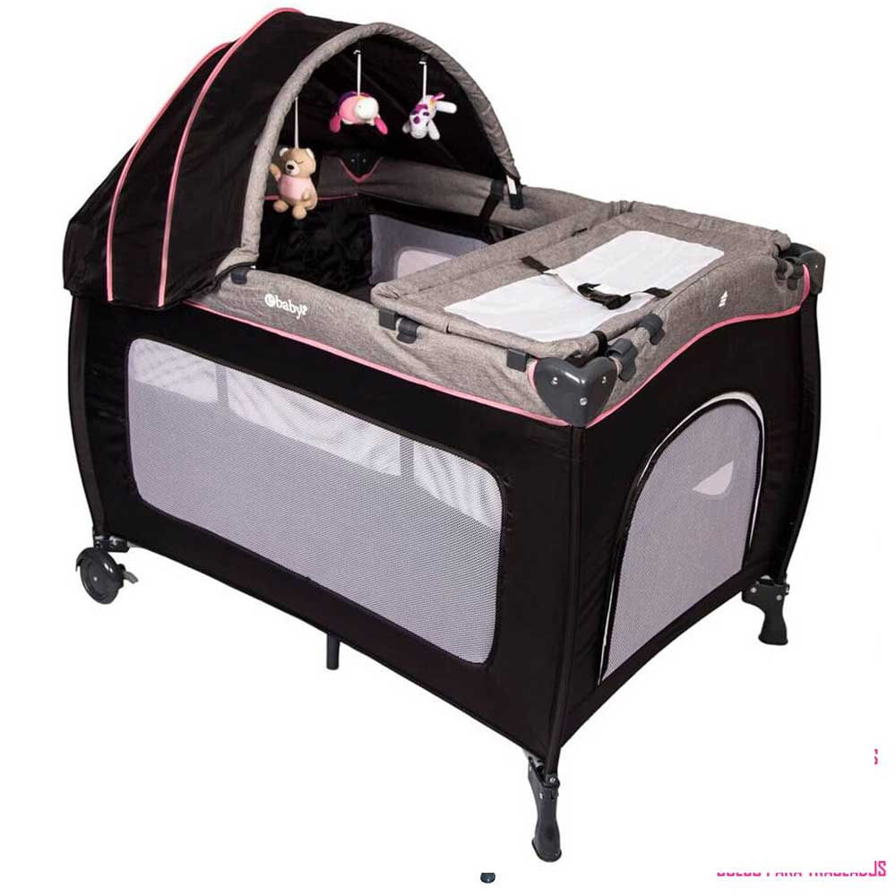 Cuna Corral Mecedora Rosado Ebaby Sally 716 Rs+ Colchón Rosa