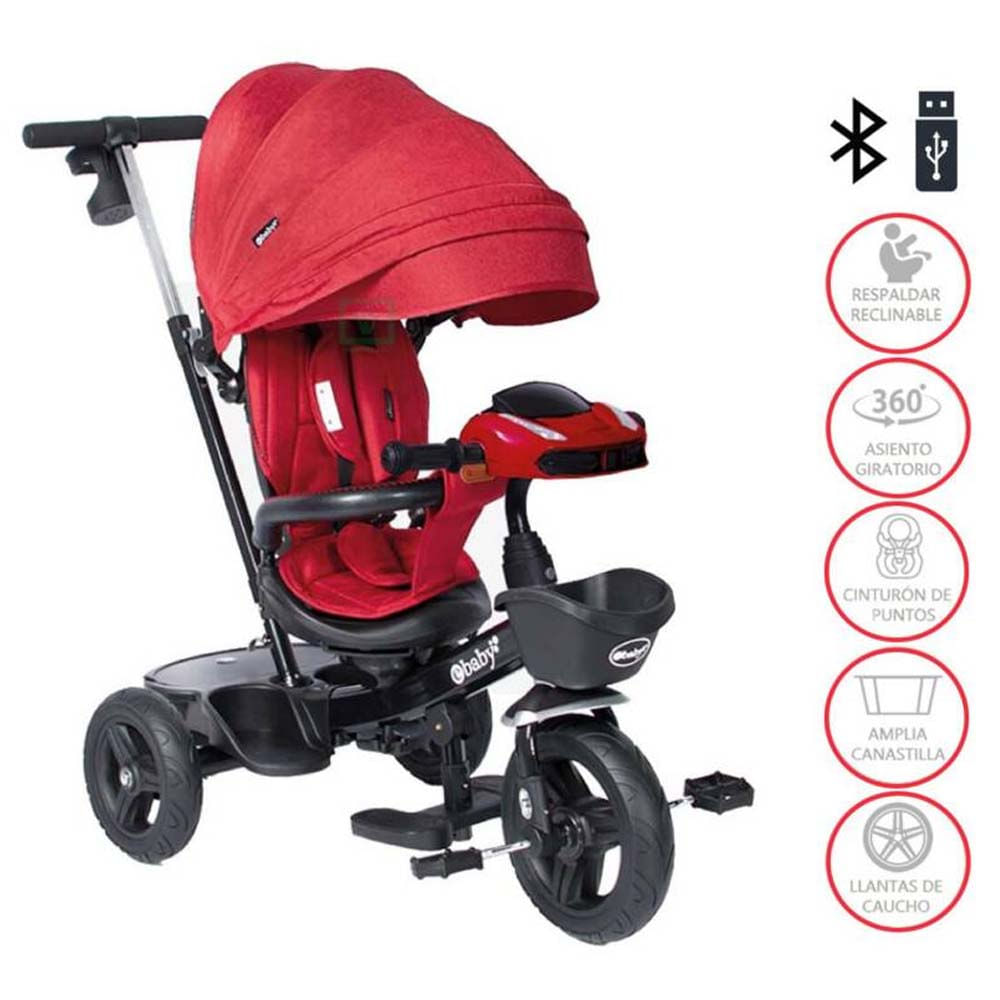 Triciclo Guiador Ebaby Aria 334 Rojo Usb/Bluetooth