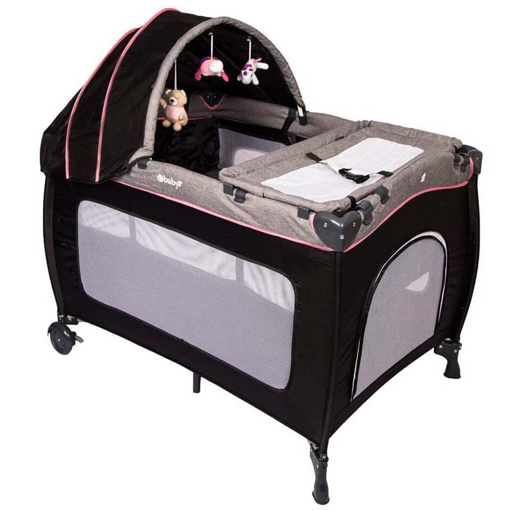 Cuna Corral Ebaby Sally 716 + Colchón de 4""+ Bañera Rosado