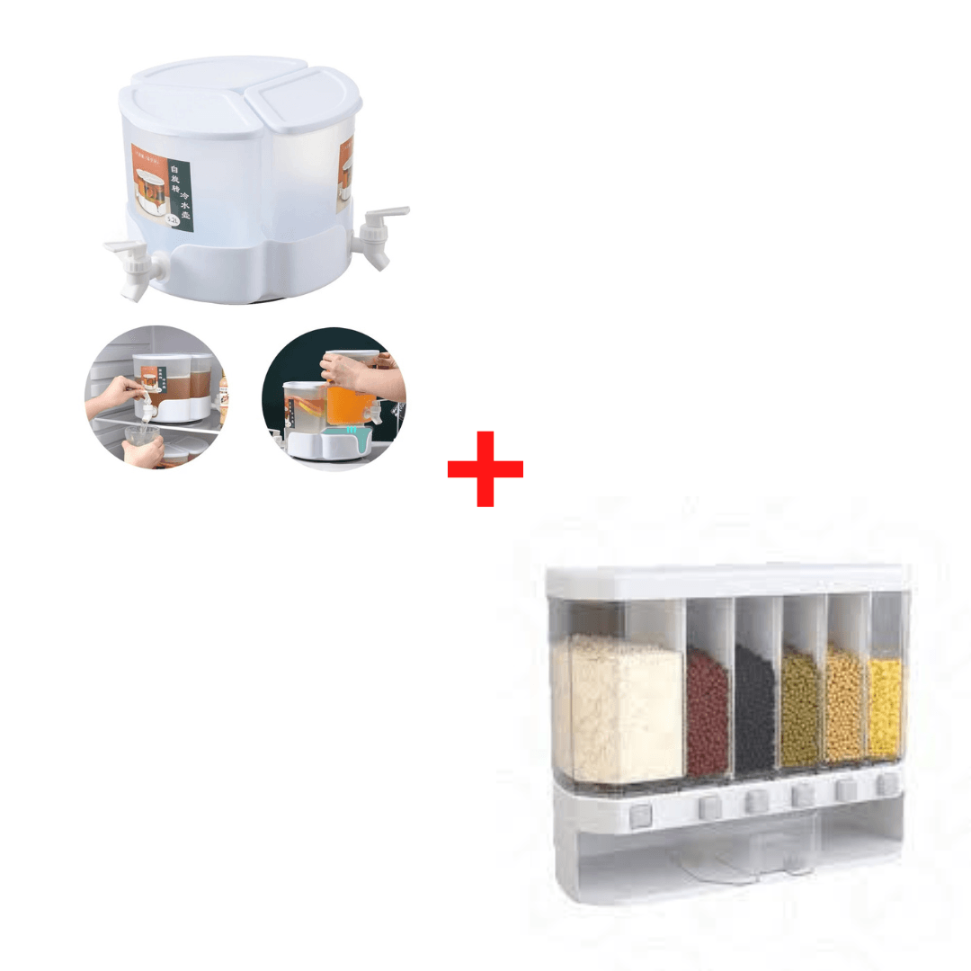 Combo Dispensador Giratorio para Bebidas + Dispensador de Cereales