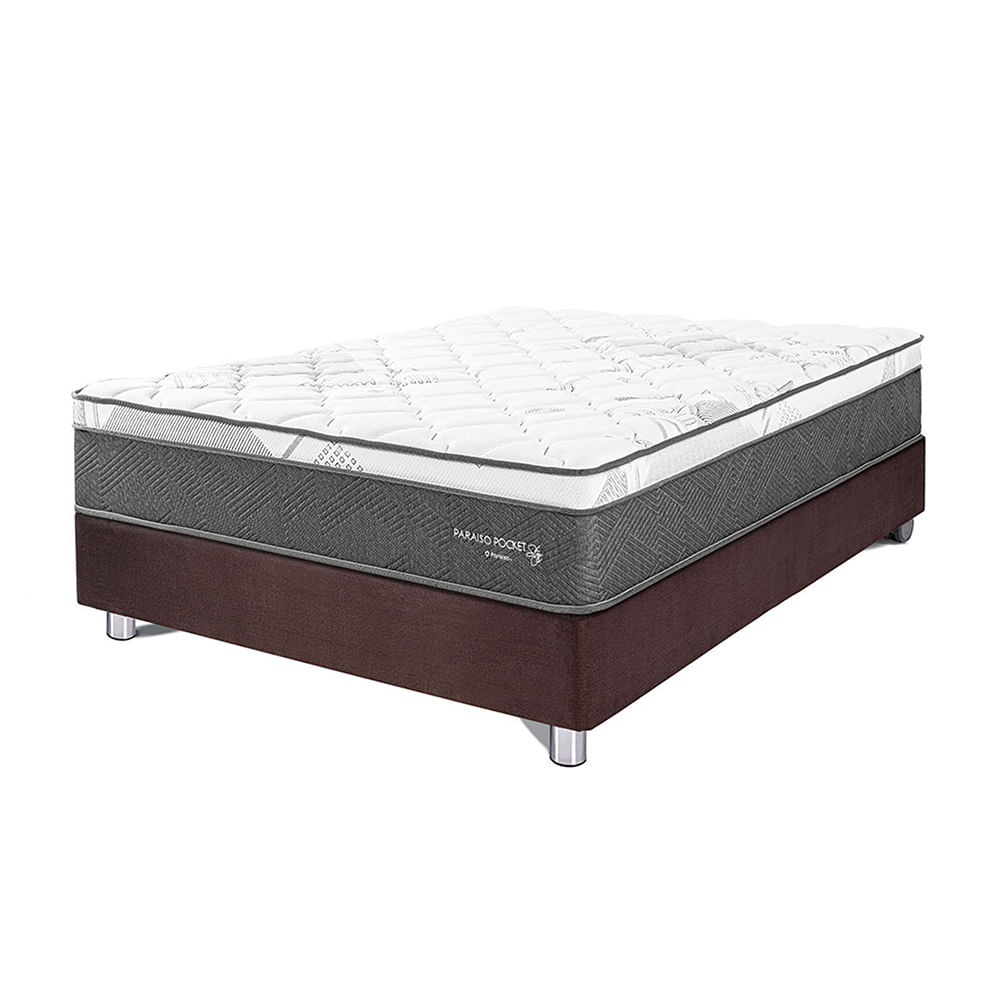 Cama Americana PARAISO Pocket Star 1.5 Plazas Chocolate