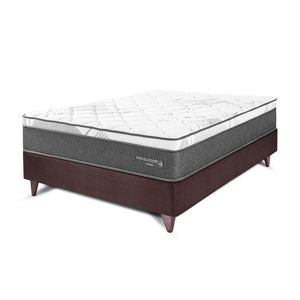 Cama Europea PARAISO Pocket Star 1.5 Plazas Chocolate