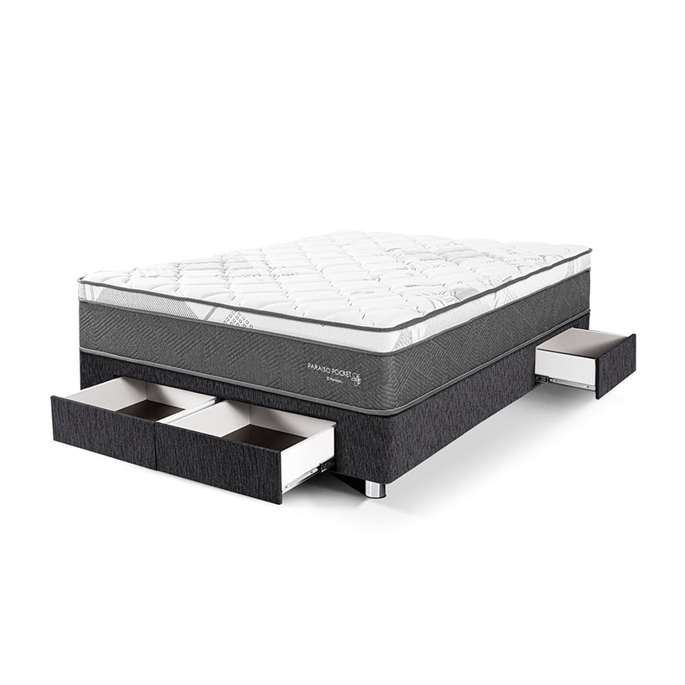 Cama Americana Cajones PARAISO Pocket Star 2 Plazas Charcoal