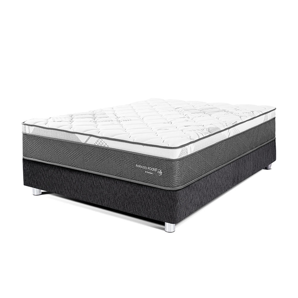 Cama Americana PARAISO Pocket Star 1.5 Plazas Charcoal