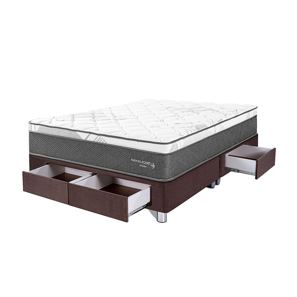 Cama Americana Cajones PARAISO Pocket Star Queen Chocolate