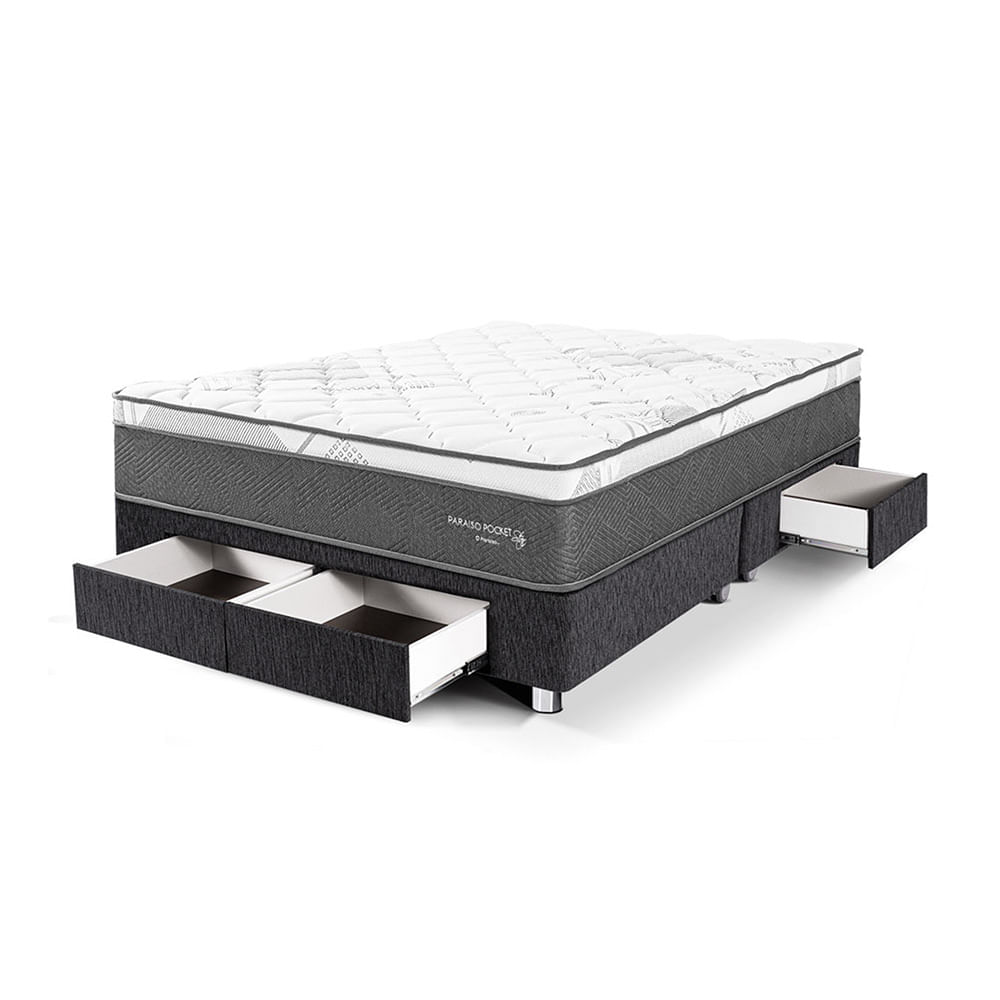 Cama Americana Cajones PARAISO Pocket Star King Charcoal