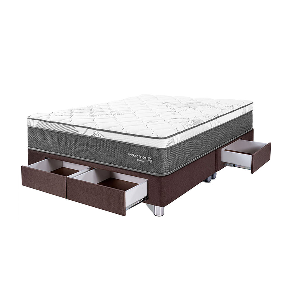 Cama Americana Cajones PARAISO Pocket Star King Chocolate