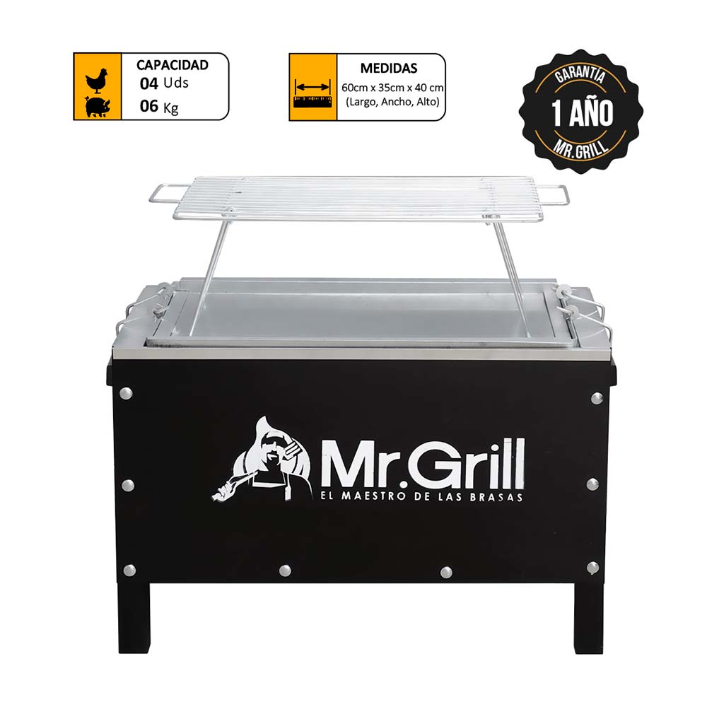 Caja China Mediana Mr. Grill Sr Acero Galvanizado + Parrilla