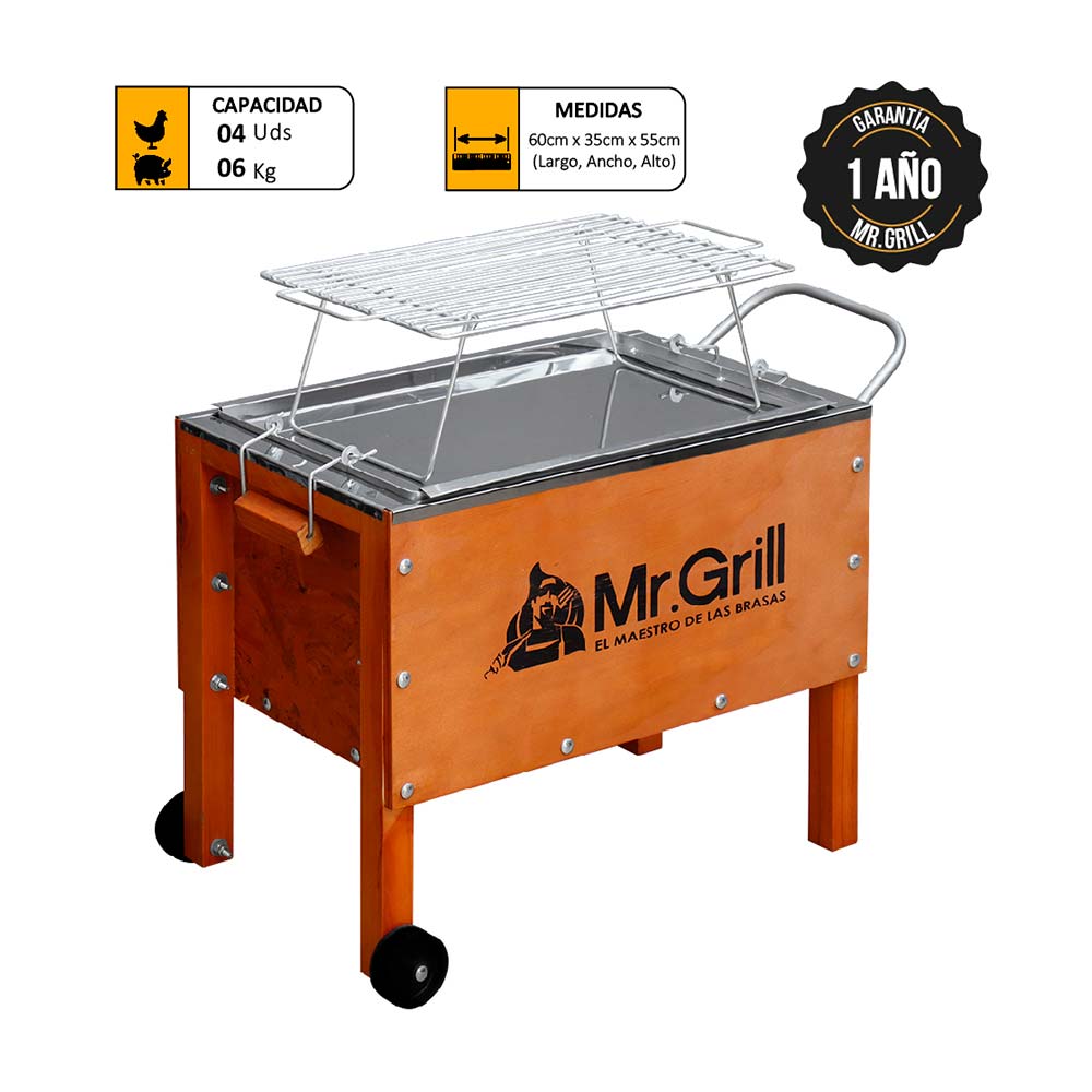 Caja China Mediana Mr. Grill Jr Acero Galvanizado + Parrilla