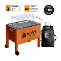 Caja China Chica Mr. Grill Acero Inox + Parrilla + Mandil Parrillero Bbq X3
