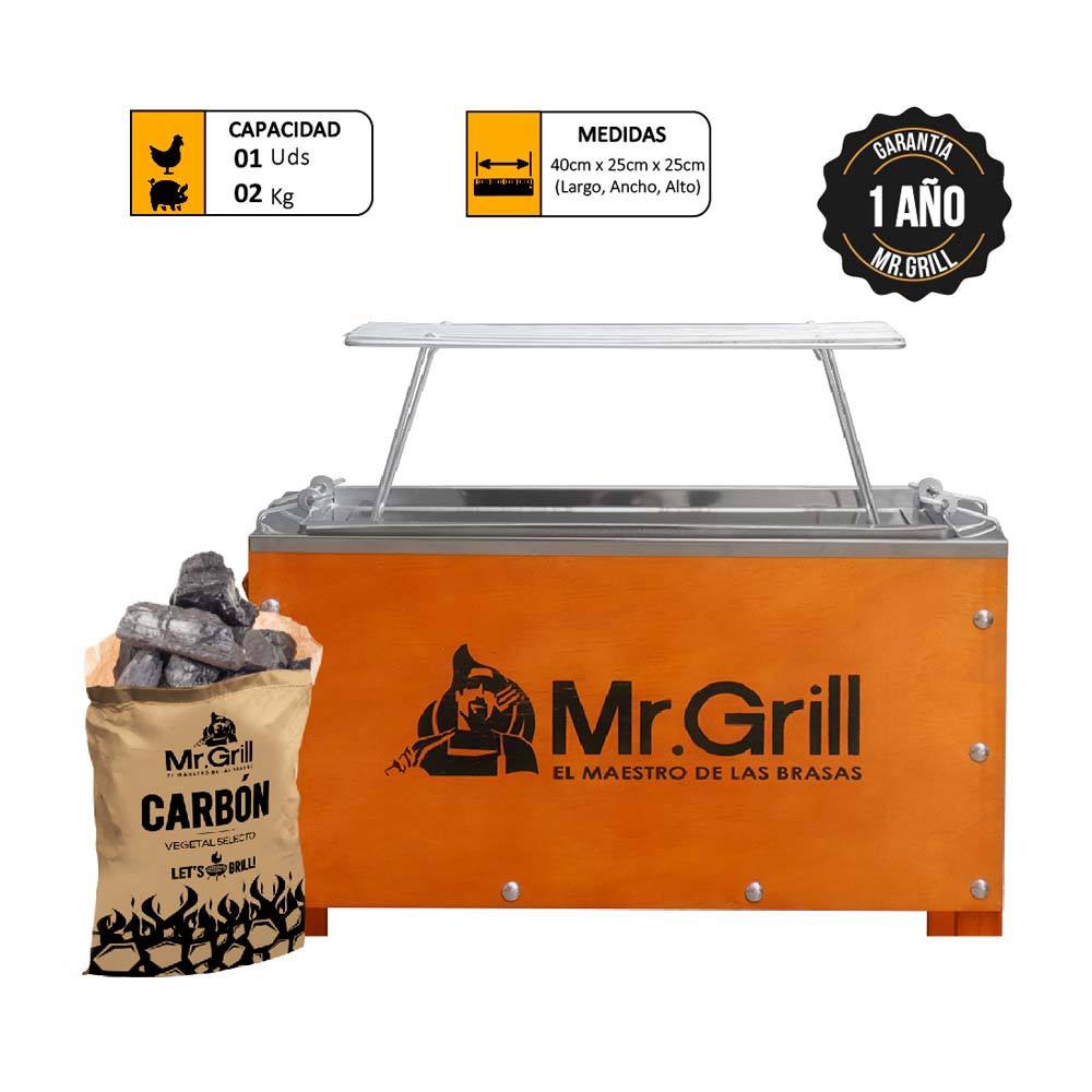 Caja China Mini Mr. Grill S Acero Galvanizado + Parrilla + Carbon