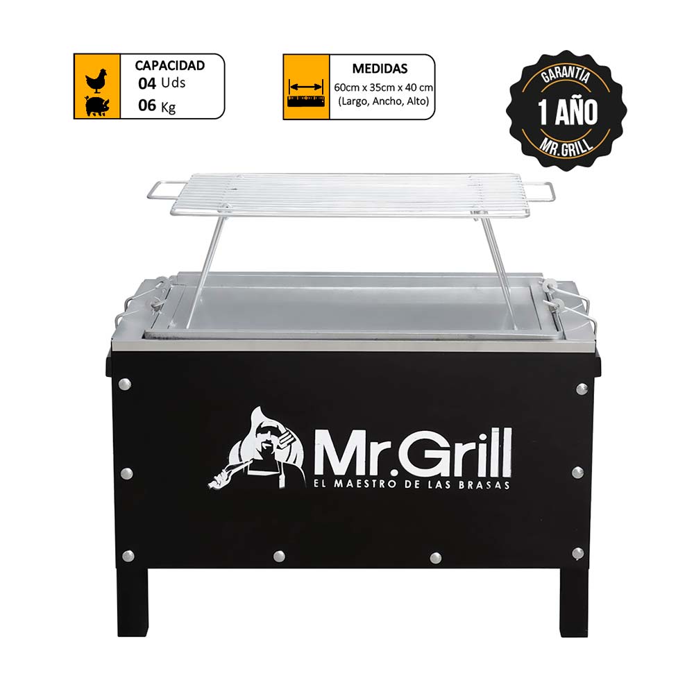 Caja China Mediana Mr. Grill Sr Acero Mixta + Parrilla