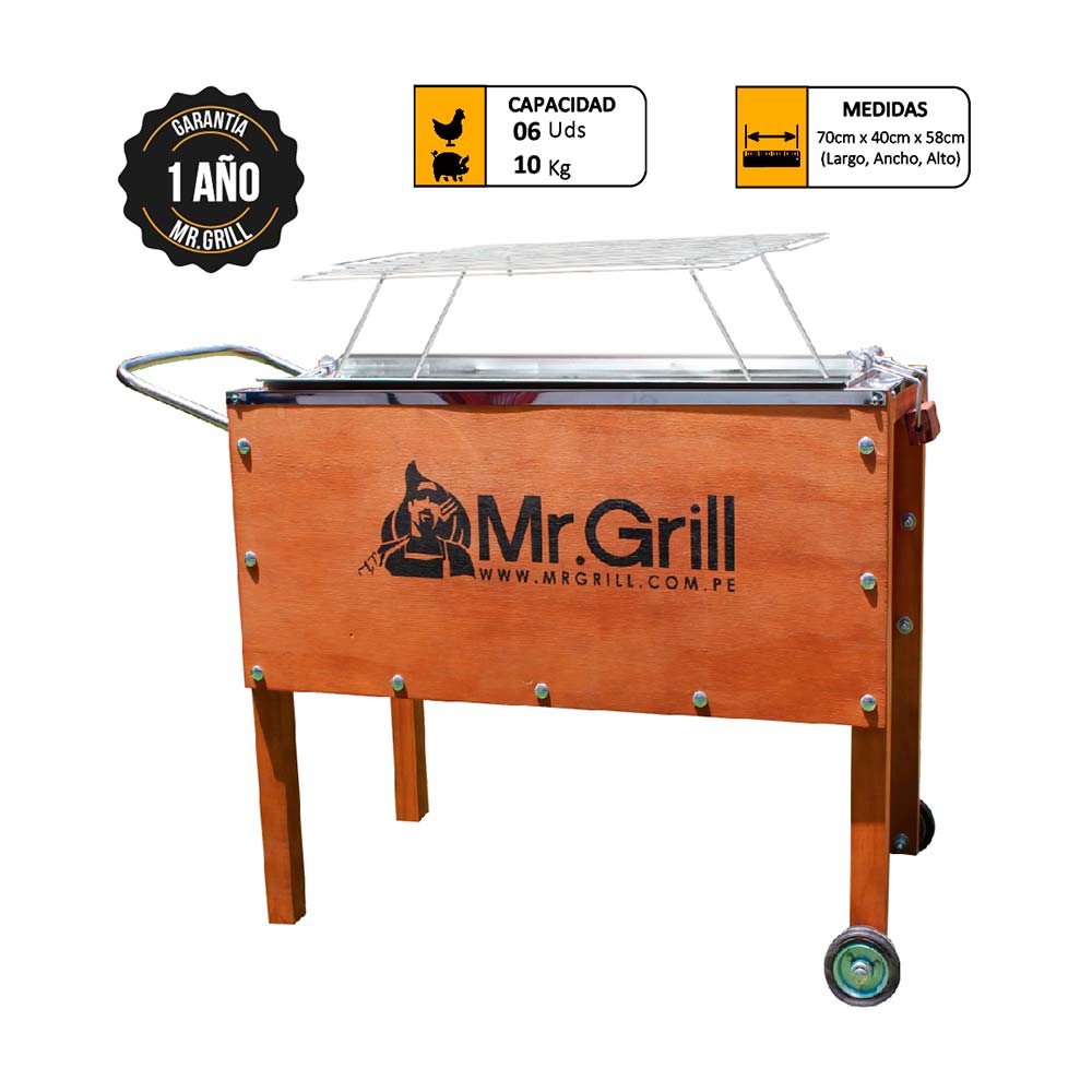 Caja China Mediana Mr. Grill Premium Acero Inox + Parrilla