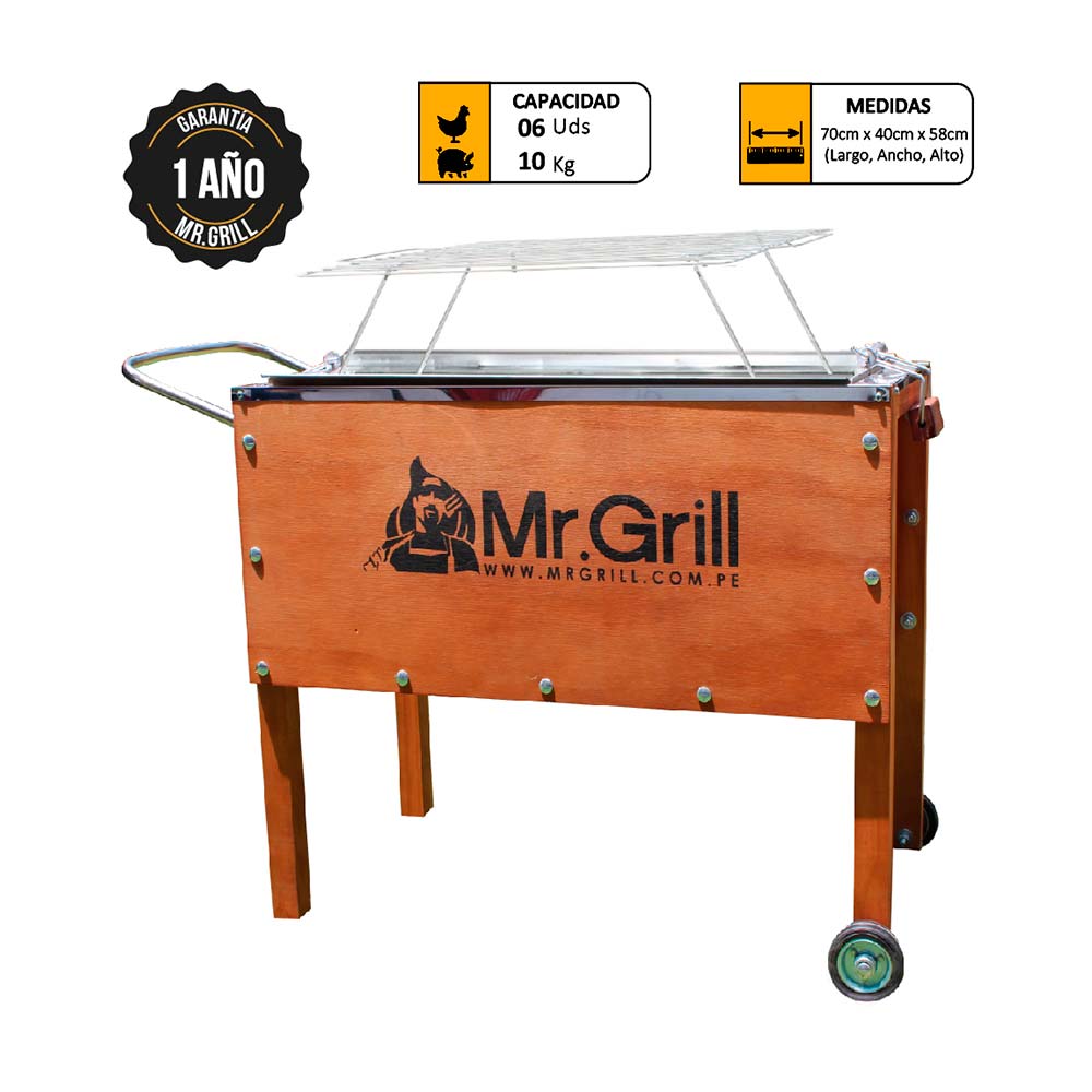 Caja China Mediana Mr. Grill Premium Acero Mixta + Parrilla