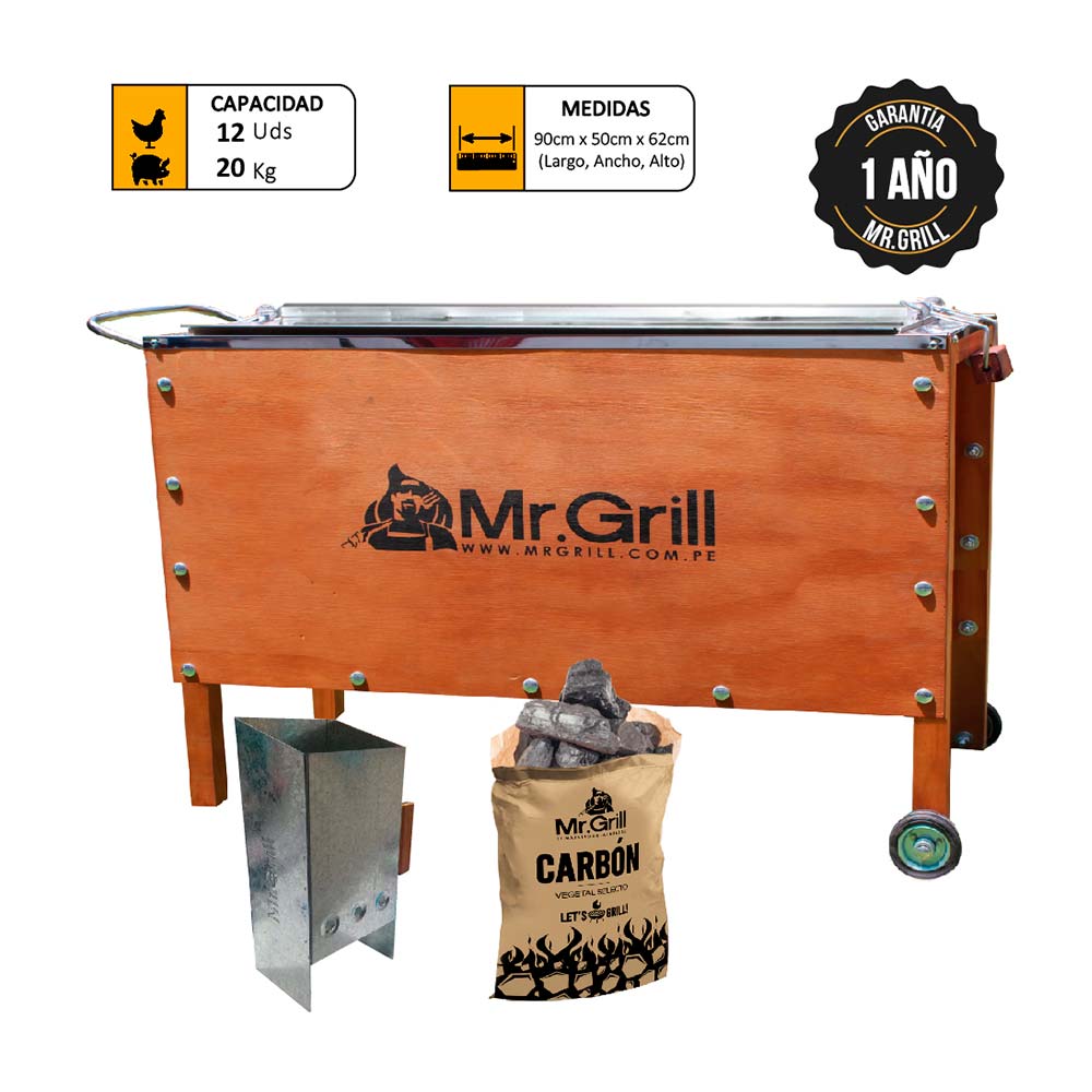 Caja China Grande Mr. Grill Galvanizado + Rapibrasa + Carbon