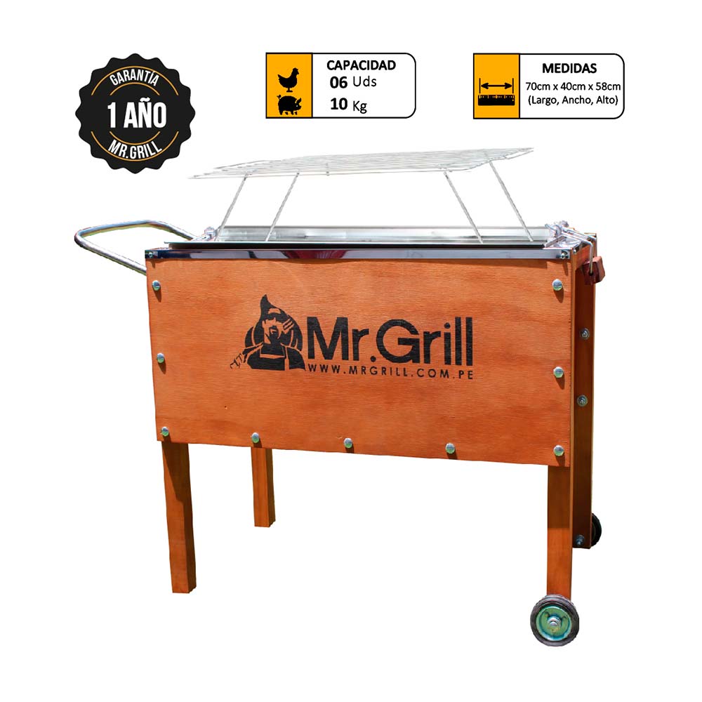 Caja China Mediana Mr. Grill Acero Galvanizado + Parrilla