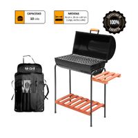Parrilla Cilindrica Mr. Grill con Tapa + Mandil Bbq X3