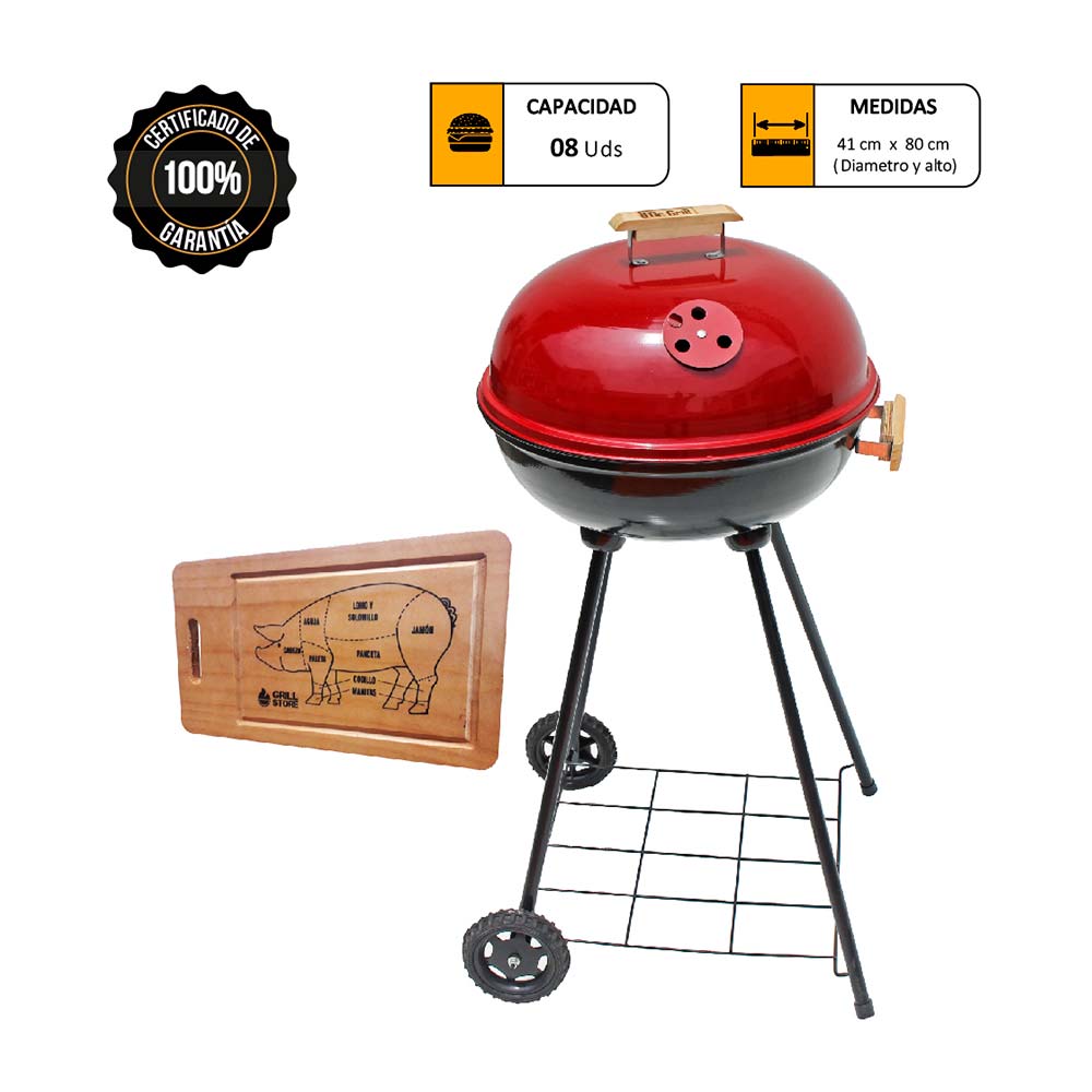 Parrilla Circular Mr. Grill Round + Tabla de Picar Pig