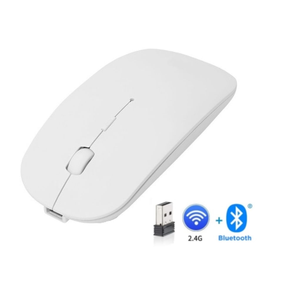 Mouse Recargable Dual Bluetooth 5.1 + Wireless 2.4 GHz - BLANCO - Promart