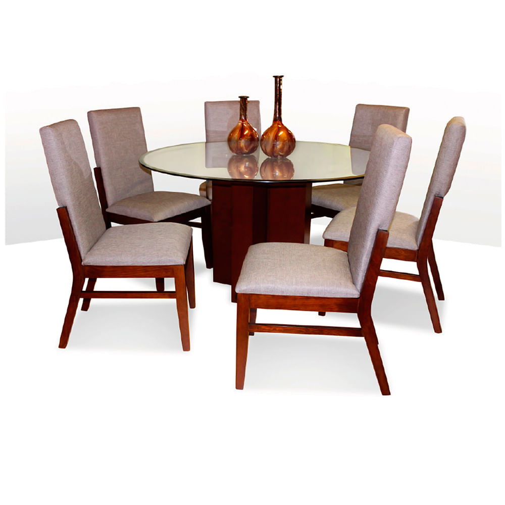 Comedor Redondo 6 Sillas Liz Formas home Beige