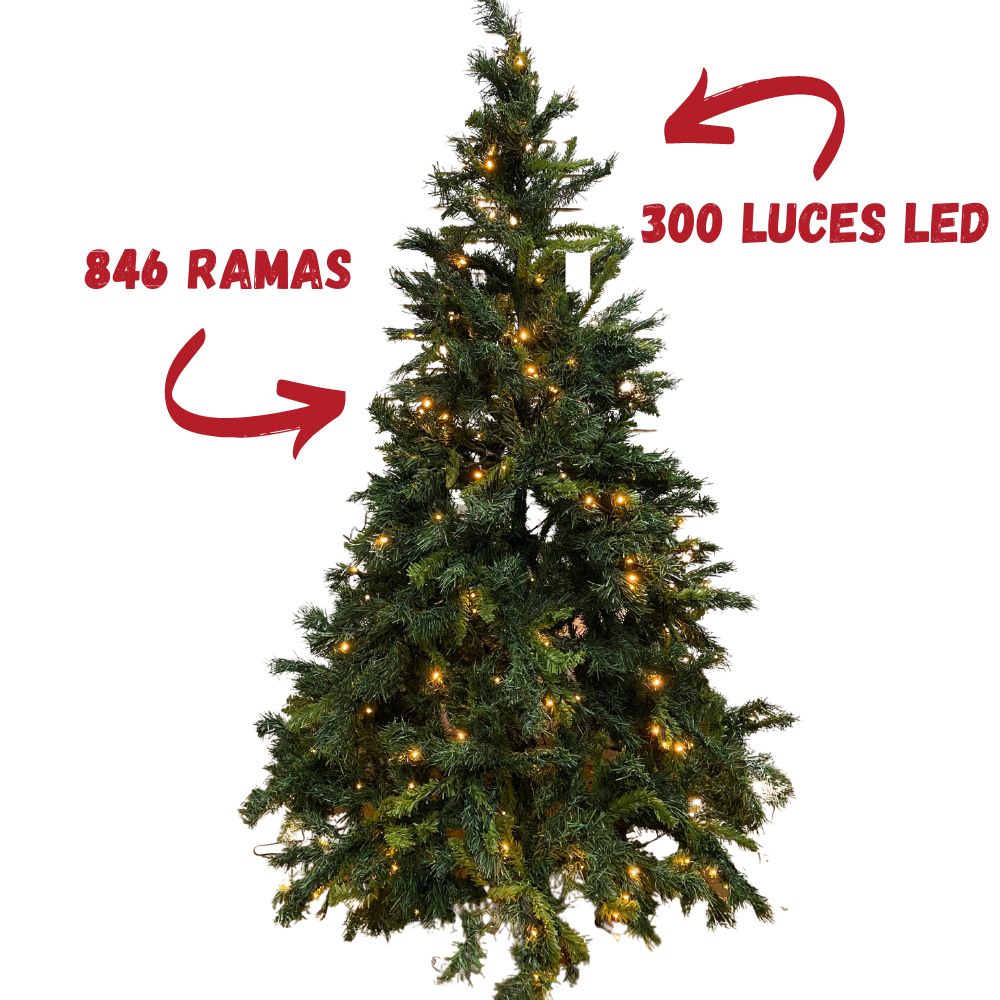 Árbol Tipo Pino de 180cm 846 Ramas 300 luces LED BPIN180LD Floripa